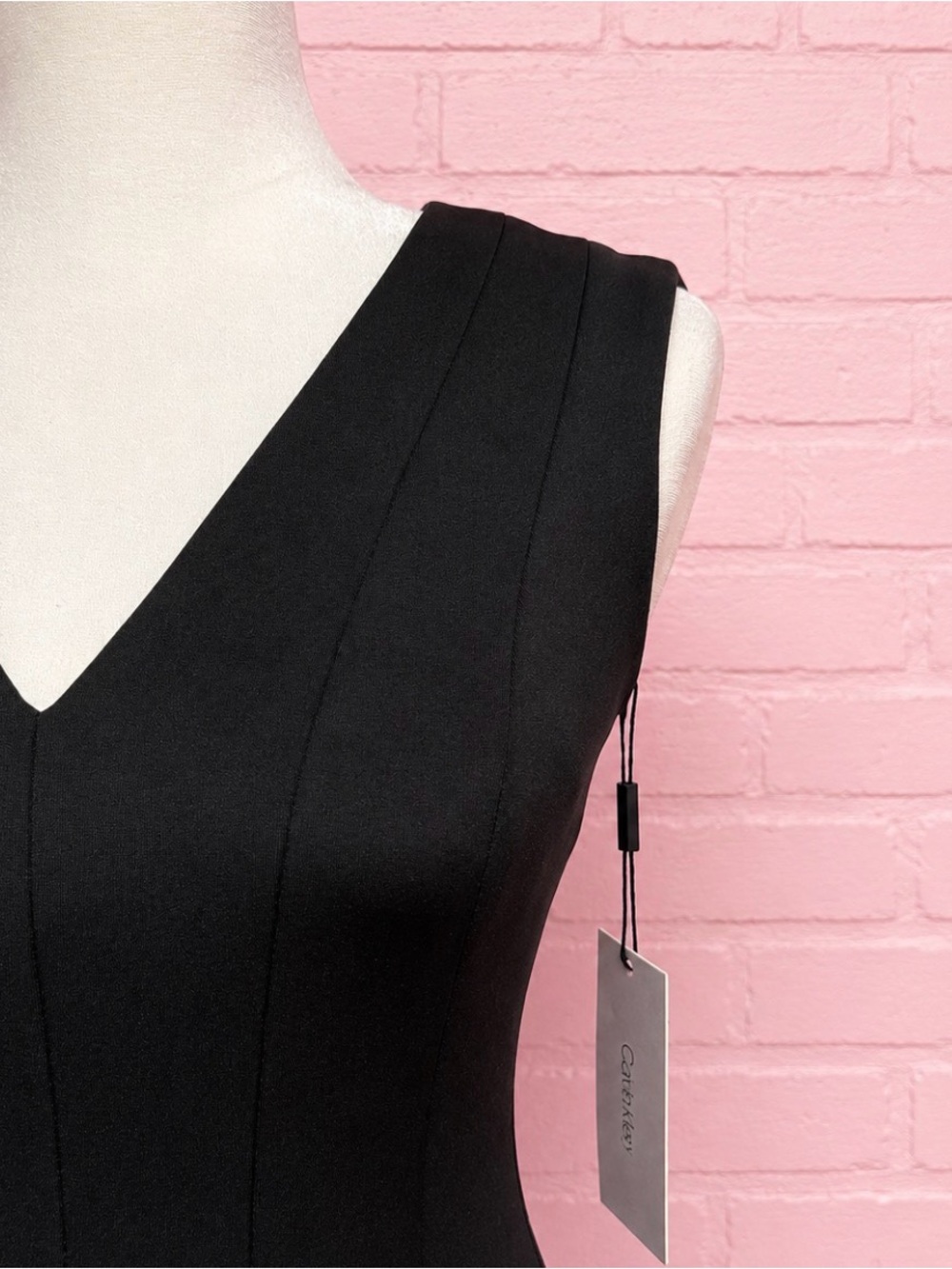 Calvin Klein Black V-Neck Fit-and-Flare Dress - Picture 7 of 9